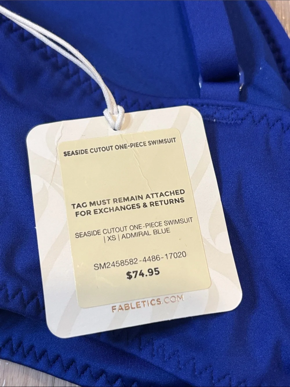 Fabletics NWT Seaside Cutout One-Piece Swimsuit XS Admiral Blue